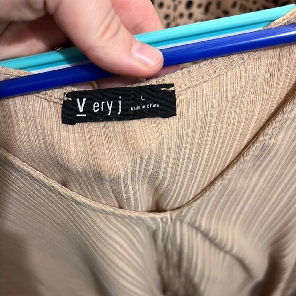 Tan Ruffled V-Neck Top - Picture 2 of 4